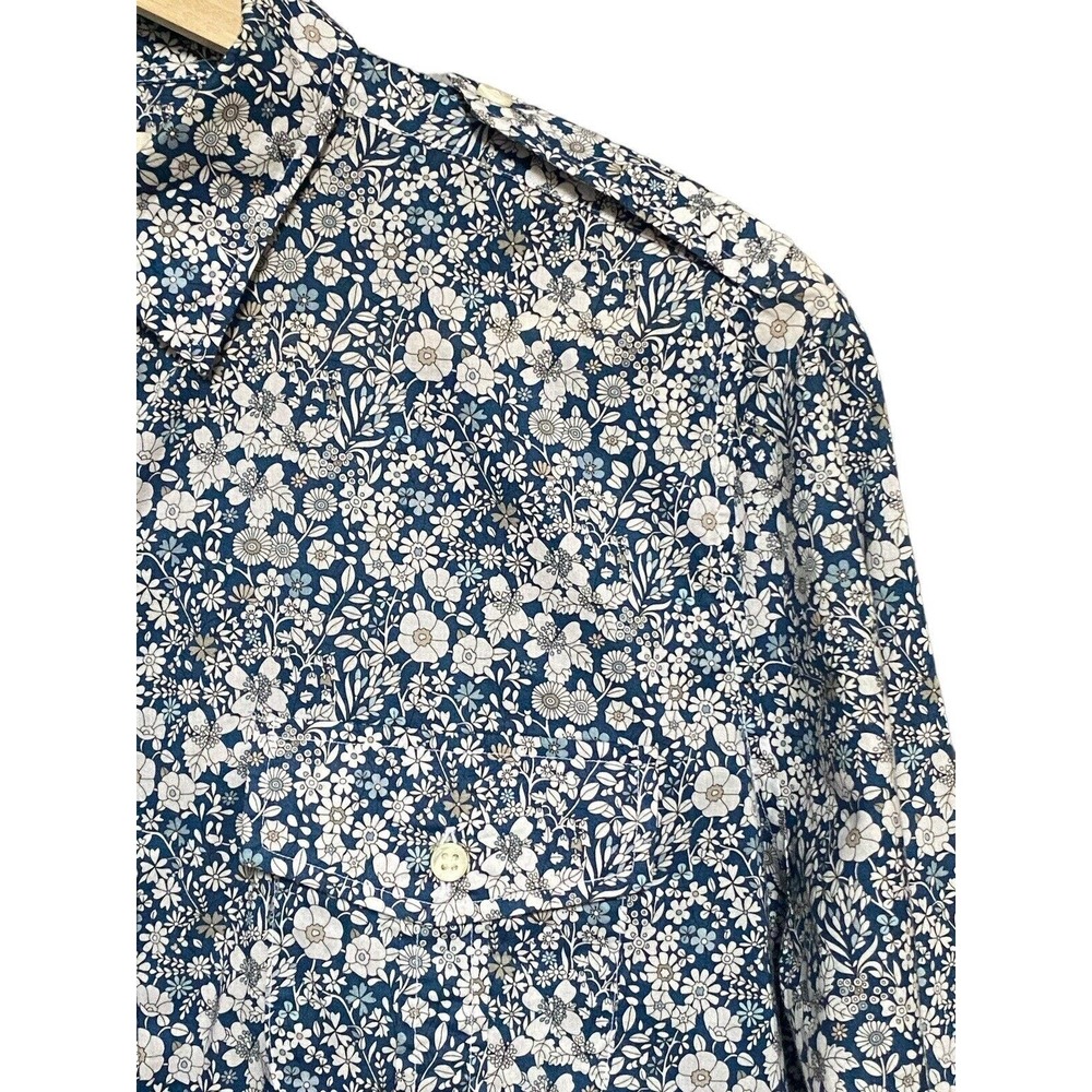 ANN MASHBURN Blue Floral Button Down Shirt - Picture 4 of 9